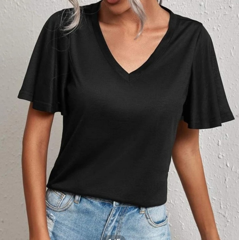 Butterfly  Sleeve  Solid Tee